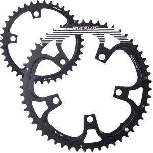 image:imageBUCKLOS 110BCD Bike Chainring Set with Pin Double Round 5 Bolts Aluminum Chainring 50T 34T 52T 36T 53T 39T for Road Bike Bicycle Fits 8 9 10 11 Speed Chains5339T
