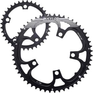 image:imageBUCKLOS 110BCD Bike Chainring Set with Pin Double Round 5 Bolts Aluminum Chainring 50T 34T 52T 36T 53T 39T for Road Bike Bicycle Fits 8 9 10 11 Speed Chains5236T