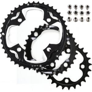 image:imageBUCKLOS 64104 BCD Bike Chainring Set with Pin Steel CNC Alloy DoubleTriple MTB Chainring 22T 24T 26T 32T 38T 42T 44T 4 Bolts Mountain Bicycle Chainrings 8 9 10 Speed CompatibleAL423224T3PCS