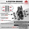 image:imageBUCKLOS IIIPRO MTB 4 Pistons Hydraulic Disc Brake Set Front 800mm and Rear 1550mm with Ceramic Brake Pad for Mountain BikePreBledBlack