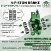 image:imageBUCKLOS IIIPRO MTB 4 Pistons Hydraulic Disc Brake Set Front 800mm and Rear 1550mm with Ceramic Brake Pad for Mountain BikePreBledGreen