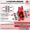image:imageBUCKLOS IIIPRO MTB 4 Pistons Hydraulic Disc Brake Set Front 800mm and Rear 1550mm with Ceramic Brake Pad for Mountain BikePreBledRed