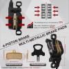 image:imageBUCKLOS MTB 4 Pistons Hydraulic Disc Brake Set Mountain Bike Left Front 850 mm Right Rear 1630 mm Bicycle Disk Break Aluminum Alloy Caliper Lever for EbikeFolding BicycleFat Bike HDM735PreBledRear