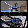 image:imageBUCKLOS MTB Hydraulic Disc Brake Set 4 Pistons Front 850mm and Rear 1550mm Hydraulic Brakes with Aluminum Alloy Lever with Caliper Ceramic Brake Pad Fit Mountain BikeEbikeFat Bike HBCP4 PreBledBlue