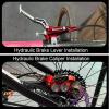image:imageBUCKLOS MTB Hydraulic Disc Brake Set 4 Pistons Front 850mm and Rear 1550mm Hydraulic Brakes with Aluminum Alloy Lever with Caliper Ceramic Brake Pad Fit Mountain BikeEbikeFat Bike HBCP4 PreBledRed