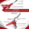 image:imageBUCKLOS MTB Hydraulic Disc Brake Set 4 Pistons Front 850mm and Rear 1550mm Hydraulic Brakes with Aluminum Alloy Lever with Caliper Ceramic Brake Pad Fit Mountain BikeEbikeFat Bike HBCP4 PreBledRed