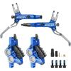 image:imageBUCKLOS IIIPRO MTB 4 Pistons Hydraulic Disc Brake Set Front 800mm and Rear 1550mm with Ceramic Brake Pad for Mountain BikePreBledBlue