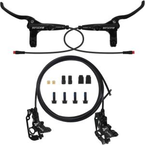 image:imageBUCKLOS EBike 2PIN 4 Pistons Electric Power Off MTB Hydraulic Disc Brake SetEBike Left Front 1150mm Right Rear 1950mm Aluminum Alloy Caliper Lever for ebikeScooterMountain Bike HDE735PreBledFrontRear