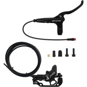 image:imageBUCKLOS EBike 2PIN 4 Pistons Electric Power Off MTB Hydraulic Disc Brake SetEBike Left Front 1150mm Right Rear 1950mm Aluminum Alloy Caliper Lever for ebikeScooterMountain Bike HDE735PreBledRear