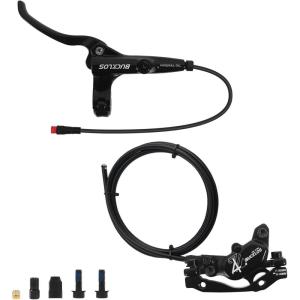 image:imageBUCKLOS EBike 2PIN 4 Pistons Electric Power Off MTB Hydraulic Disc Brake SetEBike Left Front 1150mm Right Rear 1950mm Aluminum Alloy Caliper Lever for ebikeScooterMountain Bike HDE735PreBledFront