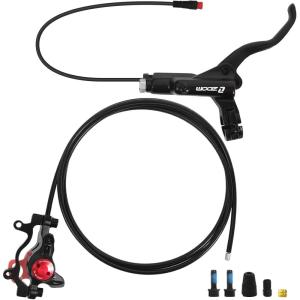 image:imageBUCKLOS Ebike Hydraulic Disc Brake Zoom HB775E 2PIN 2 Pistons Ebike Electric PowerOff Brakes Left Front 1110mm Right Rear 1850mm with Mounting Adapter Fit EBikeScooter and Electric MotorcycleRear Only Black