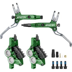image:imageBUCKLOS IIIPRO MTB 4 Pistons Hydraulic Disc Brake Set Front 800mm and Rear 1550mm with Ceramic Brake Pad for Mountain BikePreBledGreen
