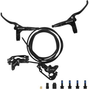 image:imageBUCKLOS MTB 4 Pistons Hydraulic Disc Brake Set Mountain Bike Left Front 850 mm Right Rear 1630 mm Bicycle Disk Break Aluminum Alloy Caliper Lever for EbikeFolding BicycleFat Bike HDM735PreBledFrontRear