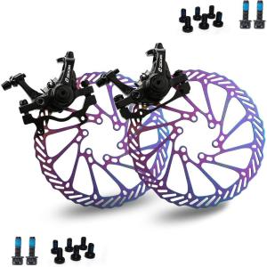 image:imageBUCKLOS MTB Bike Disc Brake kit Mechanical Disc Brakes Aluminum Alloy Caliper for Mountain Bike with 160mm Stainless Steel RotorFloating RotorsDual PistonMuticolor