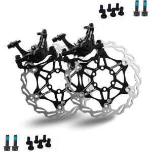 image:imageBUCKLOS MTB Bike Disc Brake kit Mechanical Disc Brakes Aluminum Alloy Caliper for Mountain Bike with 160mm Stainless Steel RotorFloating RotorsDual PistonFloating