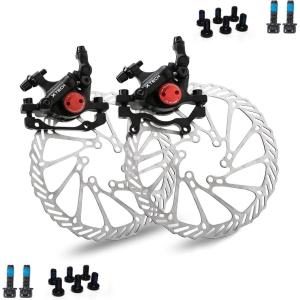 image:imageBUCKLOS MTB Bike Disc Brake kit Mechanical Disc Brakes Aluminum Alloy Caliper for Mountain Bike with 160mm Stainless Steel RotorFloating RotorsHydraulic CaliperSilver