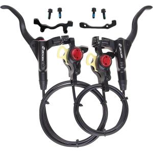 image:imageBUCKLOS MTB Hydraulic Disc Brakes Mountain Bike Left Front 800mm Right Rear 1450mm Hydraulic Brake Set Aluminum Alloy Levers with Calipers PMis Adapter Fit EBikeFat BikeFrontRearBlack