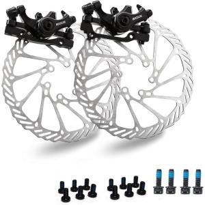 image:imageBUCKLOS Mountain Bike Disc Brake kit MTB Mechanical Line Pulling Disc Brakes Caliper with Aluminum Alloy Levers 160mm RotorisPM Universal Adapter for EbikeFolding BikeScooterFat BikeSingle Piston CaliperSliver