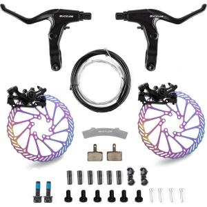 image:imageBUCKLOS Mountain Bike Disc Brake kit MTB Mechanical Line Pulling Disc Brakes Caliper with Aluminum Alloy Levers 160mm RotorisPM Universal Adapter for EbikeFolding BikeScooterFat BikeMechanical Disc BrakeColorful Rotor
