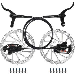image:imageBUCKLOS Mountain Bike Disc Brake kit MTB Mechanical Line Pulling Disc Brakes Caliper with Aluminum Alloy Levers 160mm RotorisPM Universal Adapter for EbikeFolding BikeScooterFat BikeHydraulic Disc Brake With 2PC Rotors