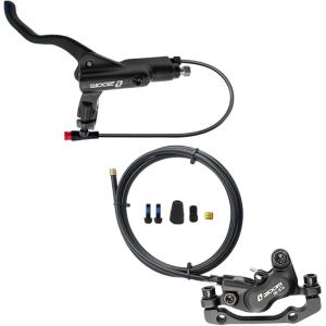 image:imageBUCKLOS Zoom HB876E 2PIN 4 Pistons EBike Electric Power Off Hydraulic Disc Brake SetLeft Front 1100mm Right Rear 1850mm Aluminum Alloy Lever with Caliper isPM Adapter for ebikeMTB Mountain BikeFront Only Black