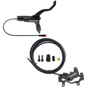 image:imageBUCKLOS Zoom HB876E 2PIN 4 Pistons EBike Electric Power Off Hydraulic Disc Brake SetLeft Front 1100mm Right Rear 1850mm Aluminum Alloy Lever with Caliper isPM Adapter for ebikeMTB Mountain BikeRear Only Black