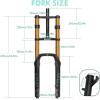 image:imageBUCKLOS 20 inch 40 Fat Tire EBike Air Suspension Fork 180mm Travel Spacing Hub 135mm Straight Tube MTB Manual Lockout 9mm QR Mountain Bike Double Shoulder Electric Bicycle Front Forks Snow BeachGold