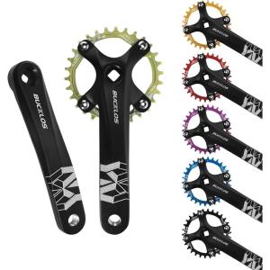 image:imageBUCKLOS 104 BCD 30T Mountain Bike Single Speed Crankset170mm Square Taper Crankset with Narrow Wide Teeth Round ChainringSix ColorBicycle Crank Arm SetGreen