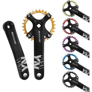 image:imageBUCKLOS 104 BCD 30T Mountain Bike Single Speed Crankset170mm Square Taper Crankset with Narrow Wide Teeth Round ChainringSix ColorBicycle Crank Arm SetGold