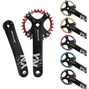 image:imageBUCKLOS 104 BCD 30T Mountain Bike Single Speed Crankset170mm Square Taper Crankset with Narrow Wide Teeth Round ChainringSix ColorBicycle Crank Arm SetRed