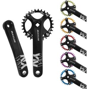 image:imageBUCKLOS 104 BCD 30T Mountain Bike Single Speed Crankset170mm Square Taper Crankset with Narrow Wide Teeth Round ChainringSix ColorBicycle Crank Arm SetBlack