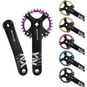 image:imageBUCKLOS 104 BCD 30T Mountain Bike Single Speed Crankset170mm Square Taper Crankset with Narrow Wide Teeth Round ChainringSix ColorBicycle Crank Arm SetPurple