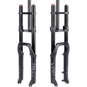 image:imageBUCKLOS 20 inch 40 Fat Tire EBike Air Suspension Fork 180mm Travel Spacing Hub 135mm Straight Tube MTB Manual Lockout 9mm QR Mountain Bike Double Shoulder Electric Bicycle Front Forks Snow BeachBlack