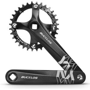 image:imageBUCKLOS MTB Mountain Bike Single Speed Square Taper Crankset 170mm Cranksets Bicycle Crank Set with 104BCD 323436384042T RoundOval Chainring Fit for EbikeCommuter BikeBlack