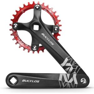 image:imageBUCKLOS MTB Mountain Bike Single Speed Square Taper Crankset 170mm Cranksets Bicycle Crank Set with 104BCD 323436384042T RoundOval Chainring Fit for EbikeCommuter BikeRed