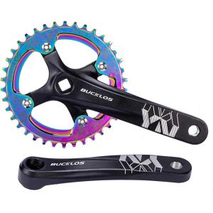 image:imageBUCKLOS MTB Mountain Bike Single Speed Square Taper Crankset 170mm Cranksets Bicycle Crank Set with 104BCD 323436384042T RoundOval Chainring Fit for EbikeCommuter BikeMuticolor