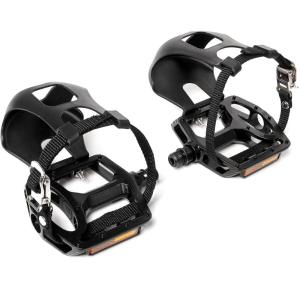image:imageBucklos Bike Pedals with Toe Cages and Straps  Bicycle Toe Clips Cage Compatible with Road BikePelotonMountian BikesMTB  Toe Clip Pedal for Wide Shoes Indoor Outdoor CyclingBlack2