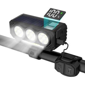 image:imageBUCKLOS 21 LED Super Bright Bike Lights for Night Riding USB Rechargeable BasicSolar Bike Headlight with Battery Display amp Remote Horn IPX6 Waterproof 5 Modes MTB Road Commuting for AdultSolar