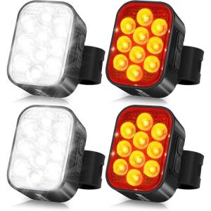 image:imageBUCKLOS Bike Lights Front and Back for Night Riding 10 LED Ultra Bright 89 Modes USB Rechargeable Bicycle Headlight and Tail IPX6 Waterproof 1100mAh Bikes Light Set 35 Hrs Long Battery Powered2 Set