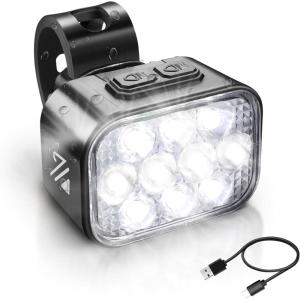 image:imageBUCKLOS Bike Lights Front and Back for Night Riding 10 LED Ultra Bright 89 Modes USB Rechargeable Bicycle Headlight and Tail IPX6 Waterproof 1100mAh Bikes Light Set 35 Hrs Long Battery PoweredFront only