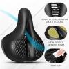 image:imageBUCKLOS Comfortable Bike Seat Cushion for Men Women Wide Bicycle Saddle Soft Memory Foam Padded Replacement Seats Fit for Peloton Exercise Bikes EbikeCruiserBLACK