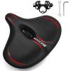 image:imageBUCKLOS Wide Bike Seat for Men Women Ebike Seats Comfort Extra Large Comfortable Bicycle Seats Saddle for EbikeCrusierExercisePeloton BikeW127Oversized comfy ridesRed