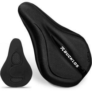 image:imageBUCKLOS Gel Bike Seat Cover Bicycle Seat Cushion Comfort for Men Women Waterproof Extra Soft Bicycle Saddle Cover Fit for Stationary Mountain amp Road BikesLycra GelBLACK