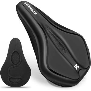 image:imageBUCKLOS Gel Bike Seat Cover Bicycle Seat Cushion Comfort for Men Women Waterproof Extra Soft Bicycle Saddle Cover Fit for Stationary Mountain amp Road BikesPUGelBLACK