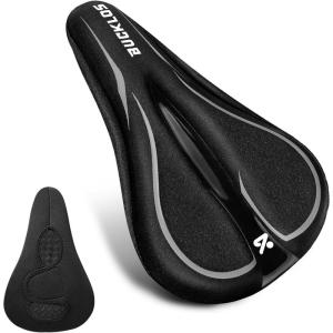 image:imageBUCKLOS Gel Bike Seat Cover Bicycle Seat Cushion Comfort for Men Women Waterproof Extra Soft Bicycle Saddle Cover Fit for Stationary Mountain amp Road BikesLycra Gel 2SILVER