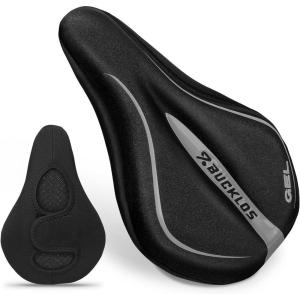 image:imageBUCKLOS Gel Bike Seat Cover Bicycle Seat Cushion Comfort for Men Women Waterproof Extra Soft Bicycle Saddle Cover Fit for Stationary Mountain amp Road BikesLycra GelSILVER