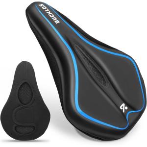 image:imageBUCKLOS Gel Bike Seat Cover Bicycle Seat Cushion Comfort for Men Women Waterproof Extra Soft Bicycle Saddle Cover Fit for Stationary Mountain amp Road BikesPUGelBLUE