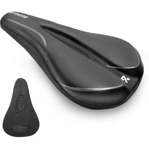 image:imageBUCKLOS Gel Bike Seat Cover Bicycle Seat Cushion Comfort for Men Women Waterproof Extra Soft Bicycle Saddle Cover Fit for Stationary Mountain amp Road BikesPUGel 2SILVER