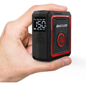 image:imageBUCKLOS Mini Bike Pump Electric Portable Max 150PSI with Digital Pressure Gauge Tiny Bicycle Tire Pump Auto Stop Rechargeable Air Pumps Presta and Schrader Valve for Road Mountain Bike EBikeblackred