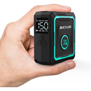 image:imageBUCKLOS Mini Bike Pump Electric Portable Max 150PSI with Digital Pressure Gauge Tiny Bicycle Tire Pump Auto Stop Rechargeable Air Pumps Presta and Schrader Valve for Road Mountain Bike EBikeblackgreen